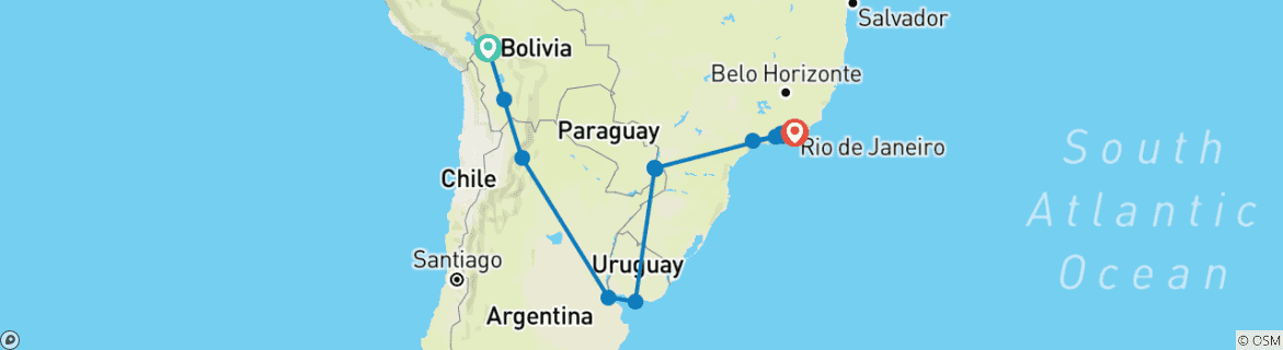 Image d'une carte montrant l'itinéraire du circuit