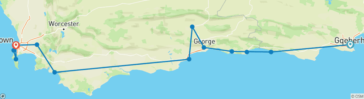 Karte mit der Reiseroute