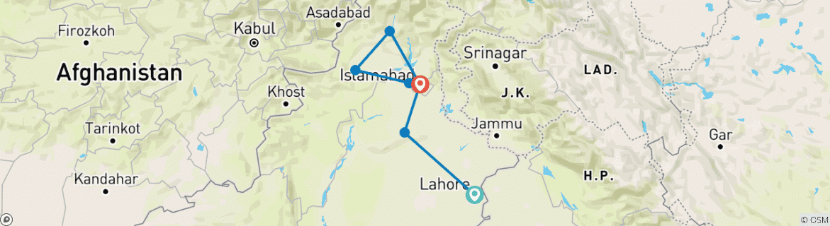 Carte du circuit Pèlerinage bouddhiste au Pakistan