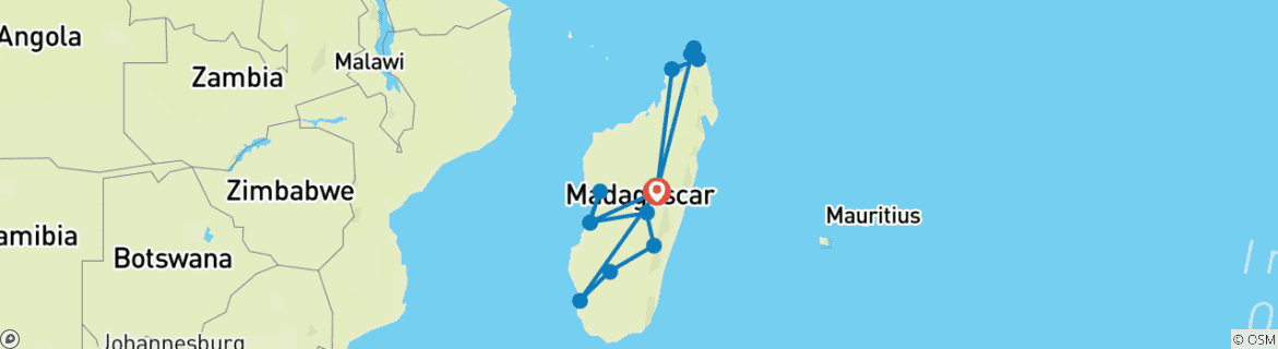 Image d'une carte montrant l'itinéraire du circuit
