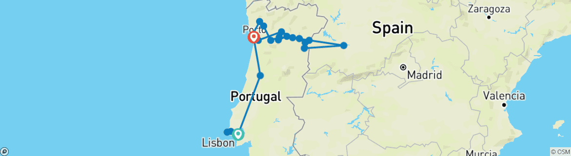 Image d'une carte montrant l'itinéraire du circuit