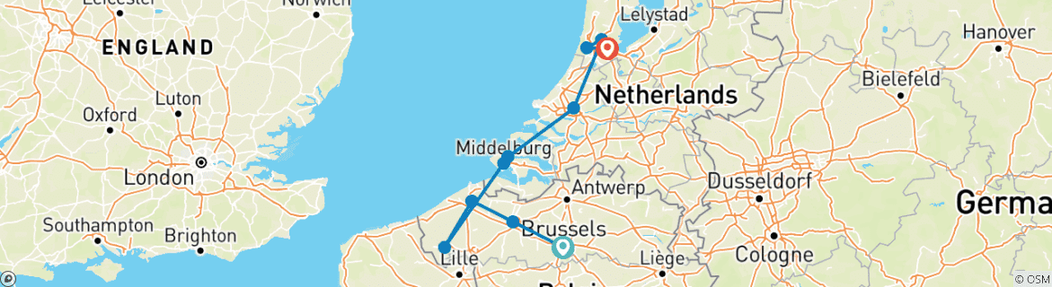 Image d'une carte montrant l'itinéraire du circuit