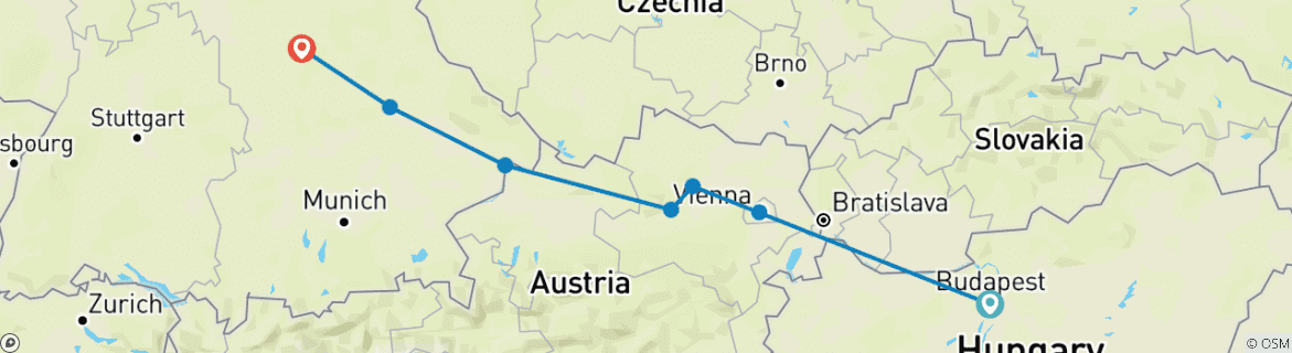 Image d'une carte montrant l'itinéraire du circuit
