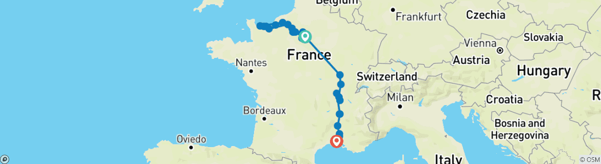 Foto van een kaart met de route van de rondreis