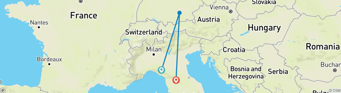 Image d'une carte montrant l'itinéraire du circuit