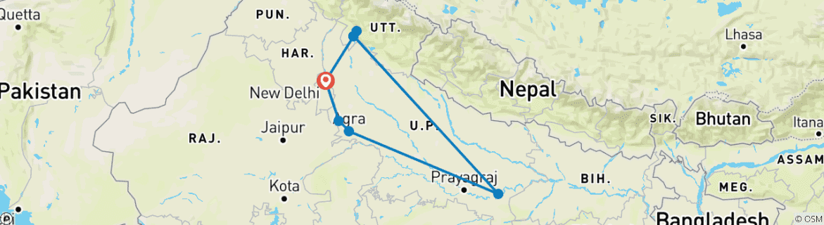 Karte mit der Reiseroute