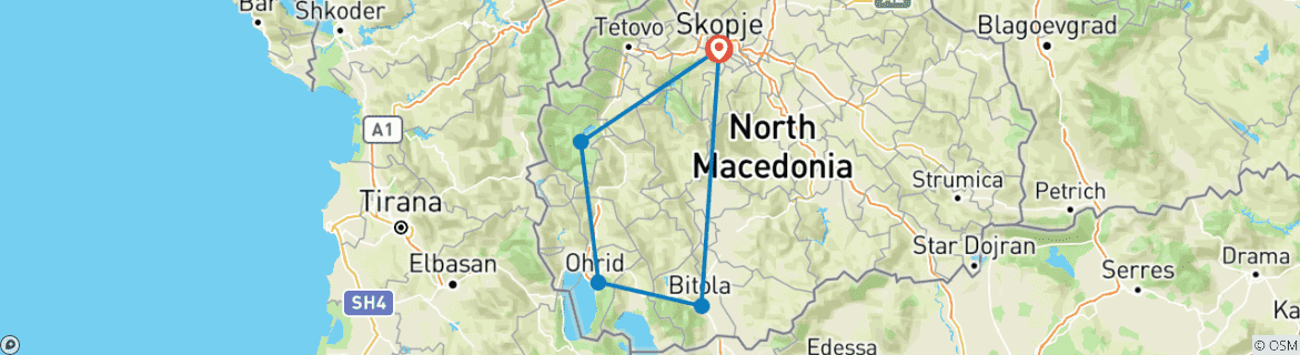 Image d'une carte montrant l'itinéraire du circuit