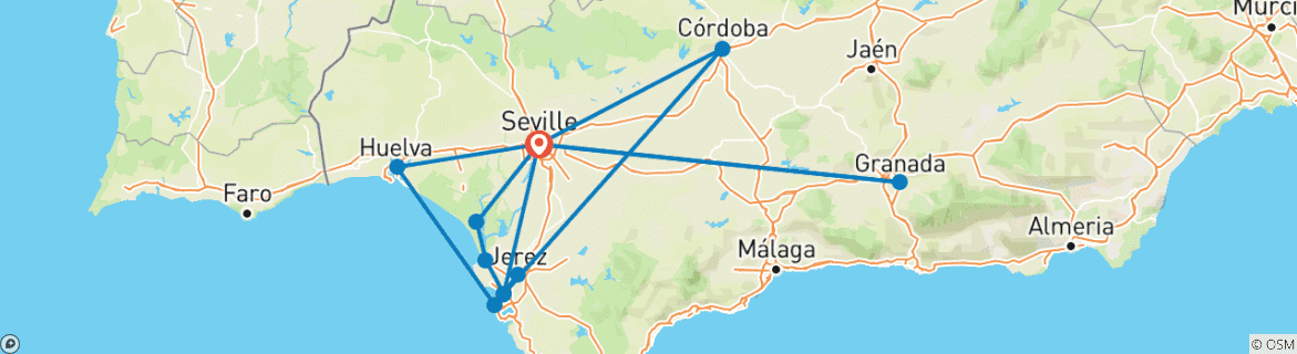 Image d'une carte montrant l'itinéraire du circuit