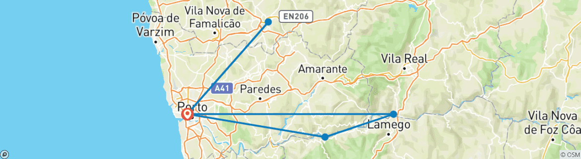 Image d'une carte montrant l'itinéraire du circuit