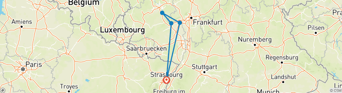 Karte mit der Reiseroute