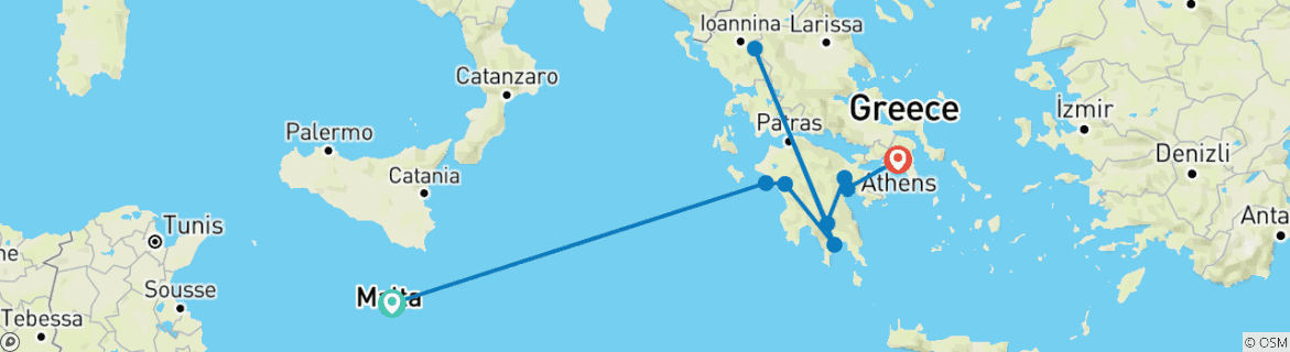Image d'une carte montrant l'itinéraire du circuit