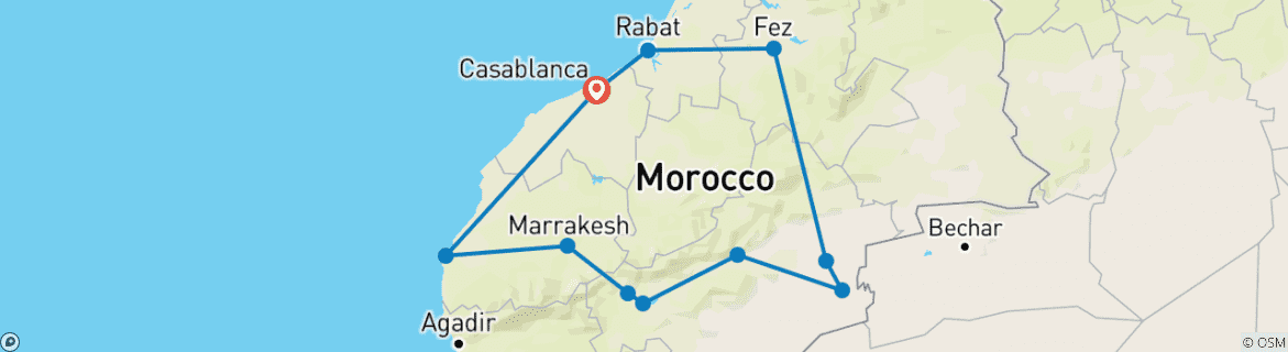 Karte mit der Reiseroute