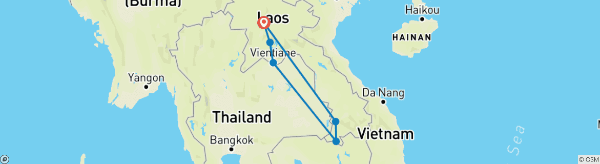 Foto van een kaart met de route van de rondreis