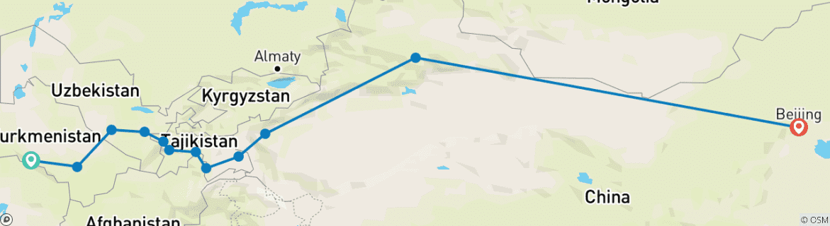 Karte mit der Reiseroute