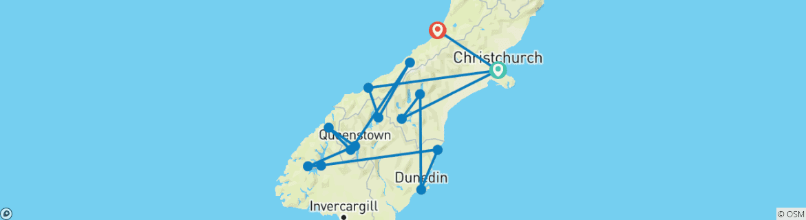 Image d'une carte montrant l'itinéraire du circuit
