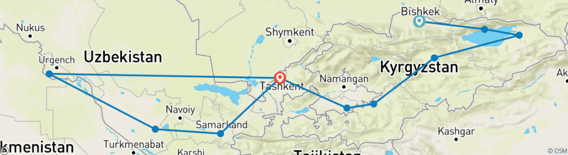 Image d'une carte montrant l'itinéraire du circuit