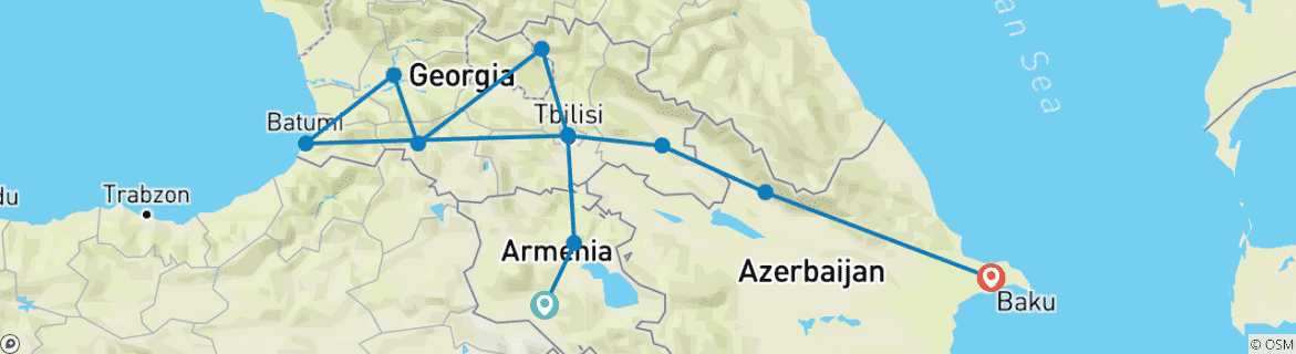 Karte mit der Reiseroute