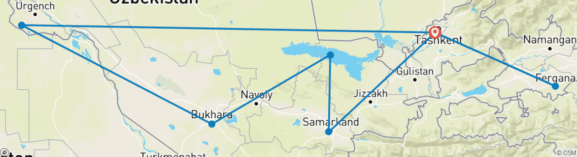 Karte mit der Reiseroute