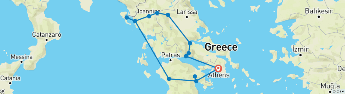 Karte mit der Reiseroute