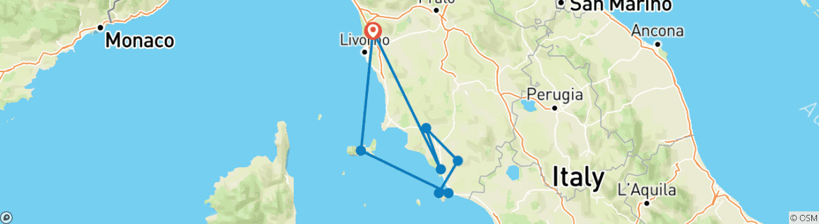 Image d'une carte montrant l'itinéraire du circuit