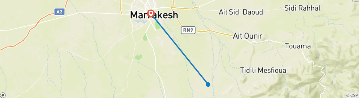 Image d'une carte montrant l'itinéraire du circuit