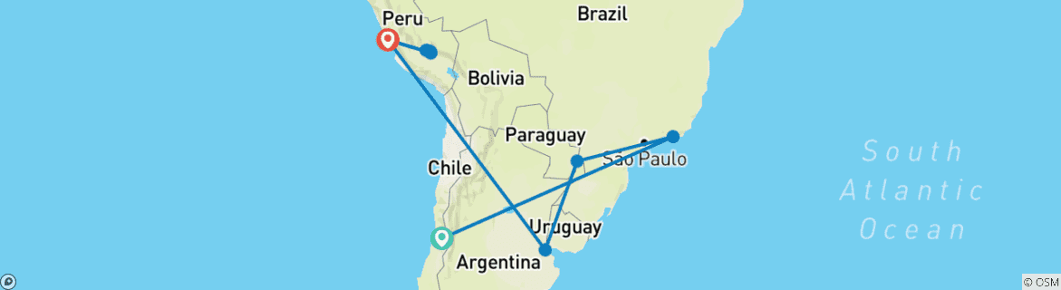 Image d'une carte montrant l'itinéraire du circuit