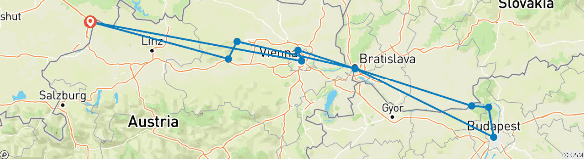 Image d'une carte montrant l'itinéraire du circuit