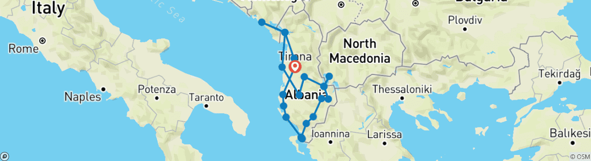 Image d'une carte montrant l'itinéraire du circuit