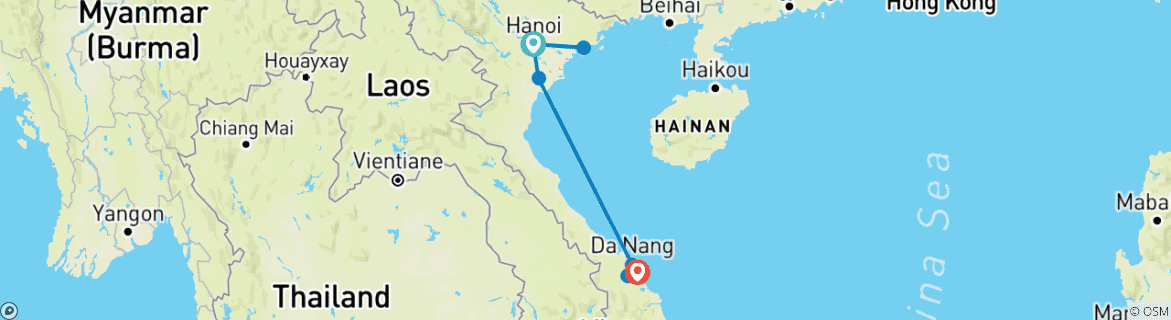 Image d'une carte montrant l'itinéraire du circuit
