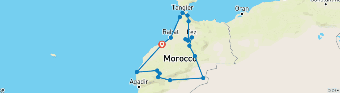 Image d'une carte montrant l'itinéraire du circuit