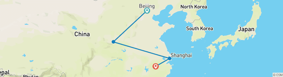 Karte mit der Reiseroute