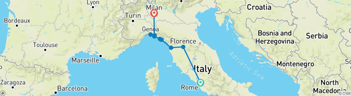 Image d'une carte montrant l'itinéraire du circuit
