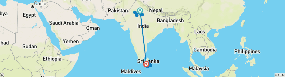 Karte mit der Reiseroute