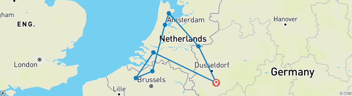 Image d'une carte montrant l'itinéraire du circuit