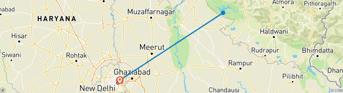 Foto van een kaart met de route van de rondreis