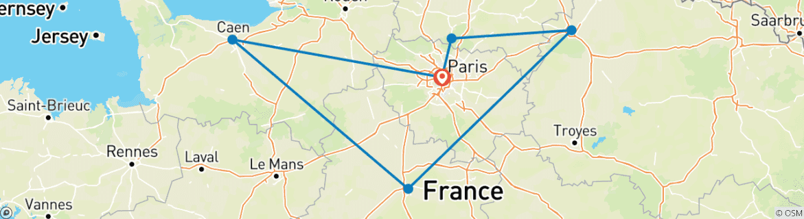 Image d'une carte montrant l'itinéraire du circuit