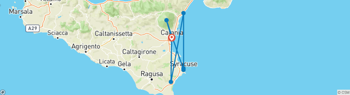 Karte mit der Reiseroute