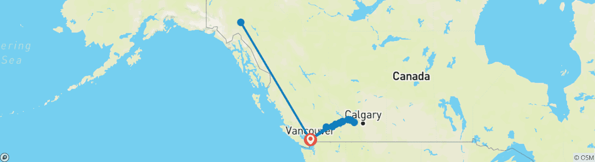 Foto van een kaart met de route van de rondreis