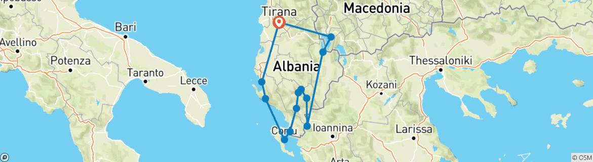 Image d'une carte montrant l'itinéraire du circuit