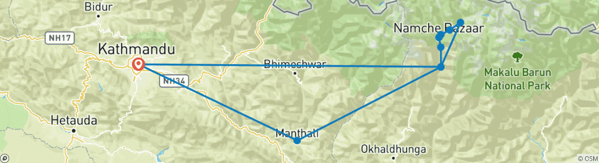 Image d'une carte montrant l'itinéraire du circuit