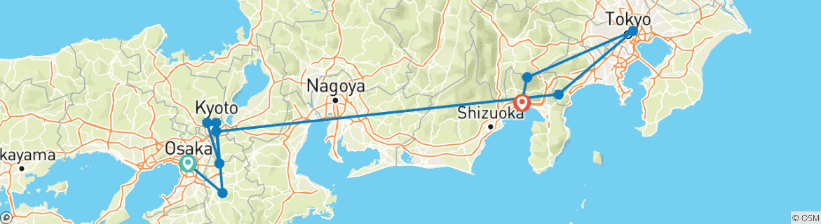 Karte mit der Reiseroute