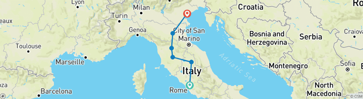 Image d'une carte montrant l'itinéraire du circuit
