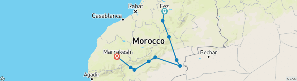 Image d'une carte montrant l'itinéraire du circuit