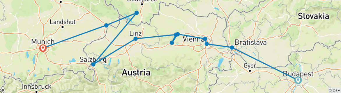 Imagen de un mapa que muestra la ruta del circuito