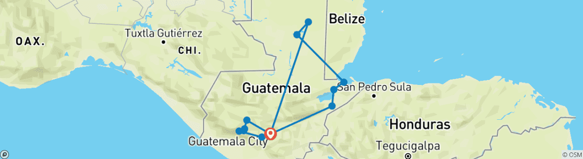 Karte mit der Reiseroute