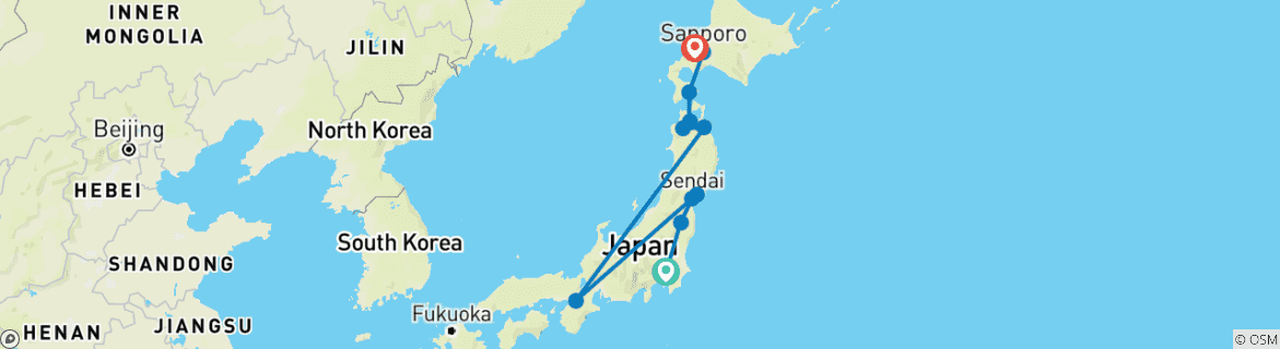 Karte mit der Reiseroute