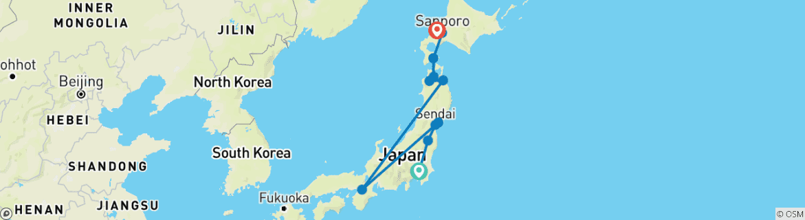 Foto van een kaart met de route van de rondreis