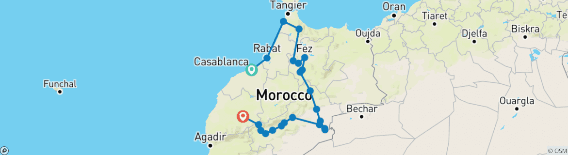 Image d'une carte montrant l'itinéraire du circuit