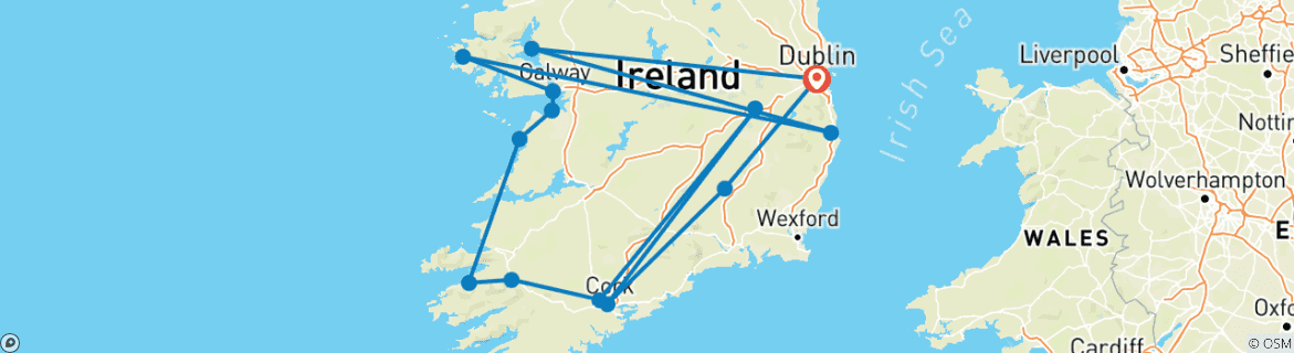 Image d'une carte montrant l'itinéraire du circuit
