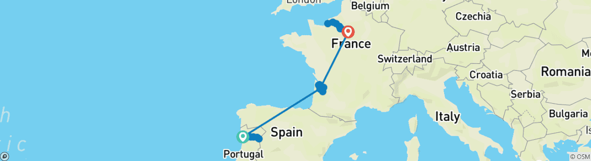 Image d'une carte montrant l'itinéraire du circuit
